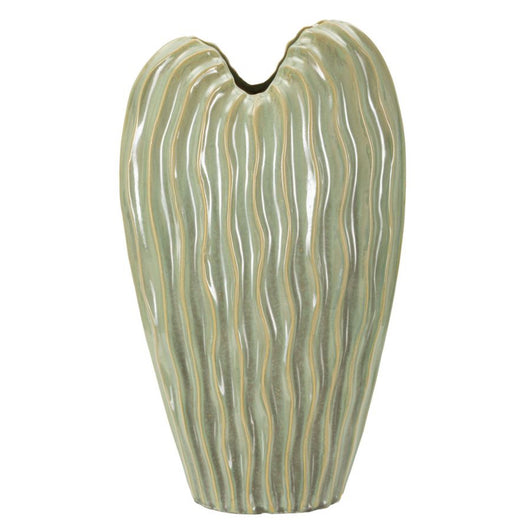 Vaso Decorativo MF822, Verde, Ceramica, 27x14x46,5 cm, Seven Design