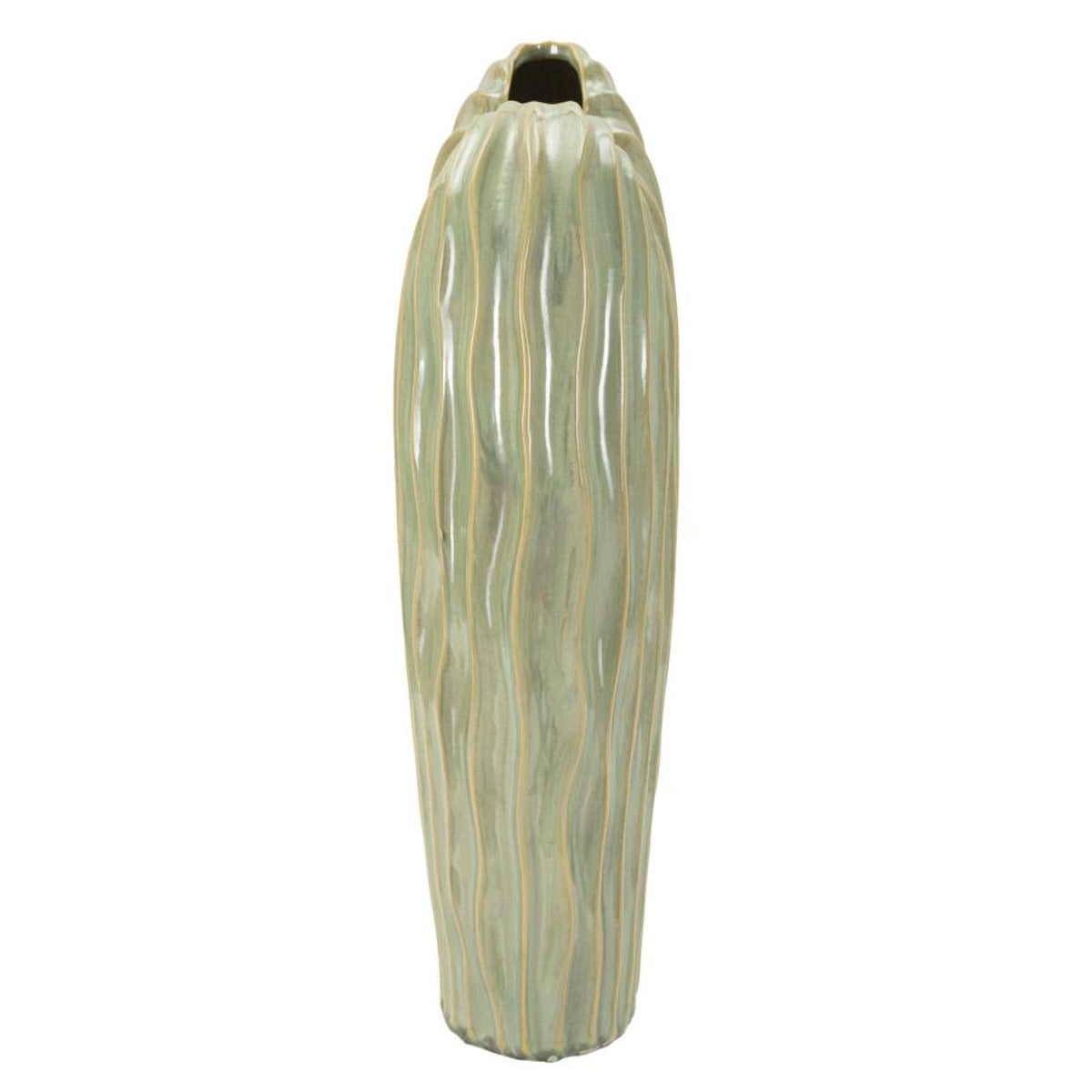 Vaso Decorativo MF822, Verde, Ceramica, 27x14x46,5 cm, Seven Design