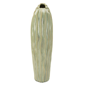 Vaso Decorativo MF822, Verde, Ceramica, 27x14x46,5 cm, Seven Design