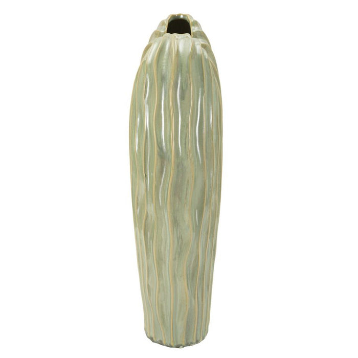 Vaso Decorativo MF822, Verde, Ceramica, 27x14x46,5 cm, Seven Design