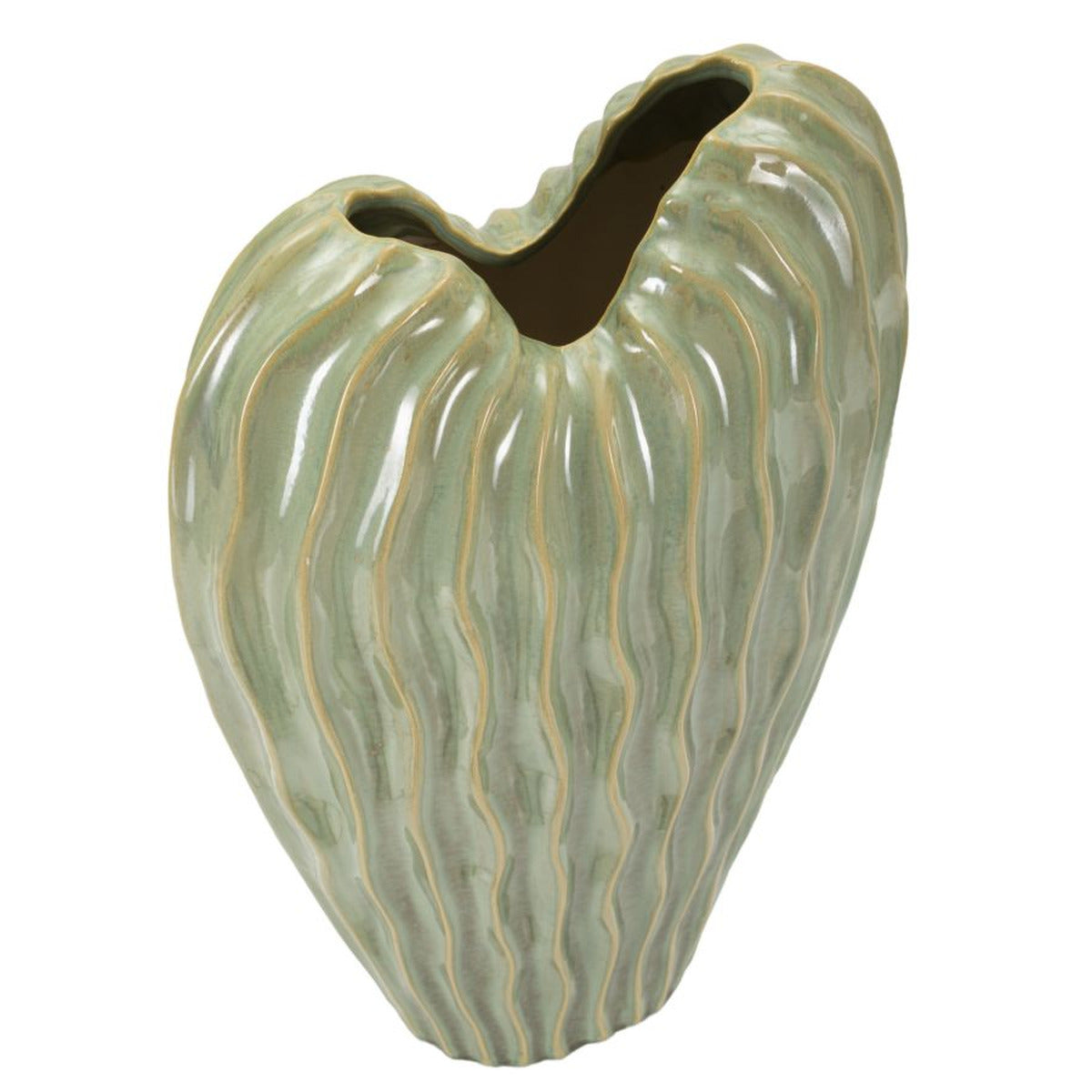 Vaso Decorativo MF822, Verde, Ceramica, 27x14x46,5 cm, Seven Design