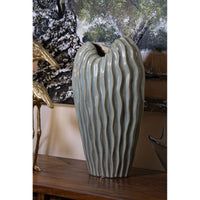Vaso Decorativo MF822, Verde, Ceramica, 27x14x46,5 cm, Seven Design