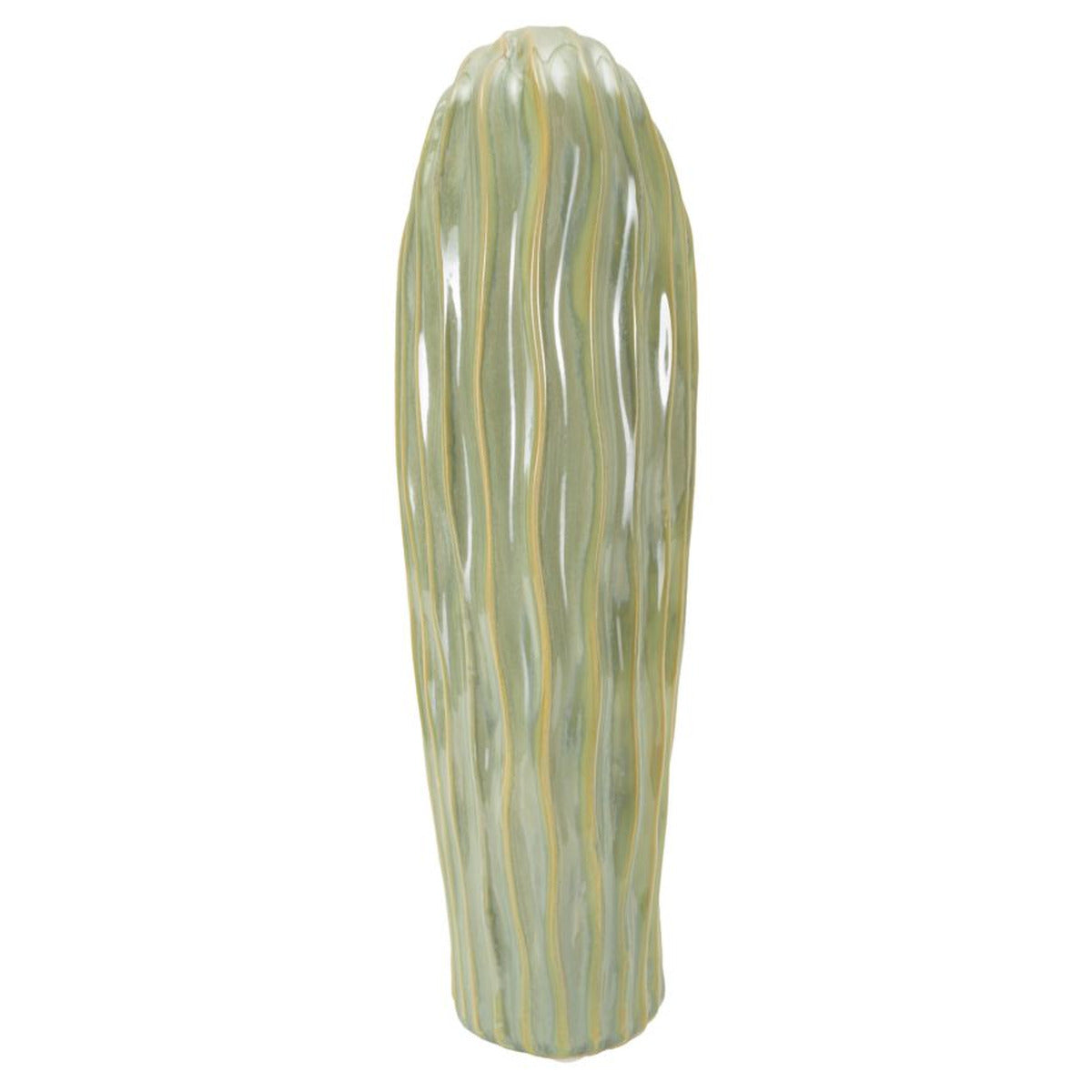 Vaso Decorativo MF840, Verde, Ceramica, 22x10x39 cm, Seven Design