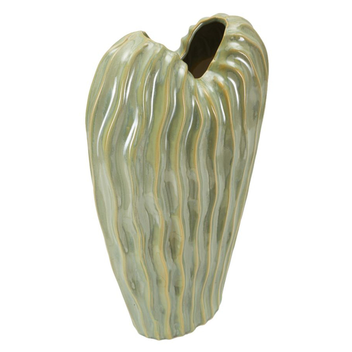 Vaso Decorativo MF840, Verde, Ceramica, 22x10x39 cm, Seven Design