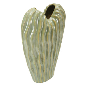Vaso Decorativo MF840, Verde, Ceramica, 22x10x39 cm, Seven Design