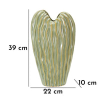 Vaso Decorativo MF840, Verde, Ceramica, 22x10x39 cm, Seven Design