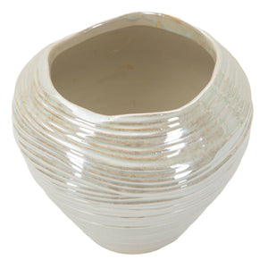 Vaso Decorativo MF845, Bianco, Ceramica, 22x22x20 cm, Seven Design