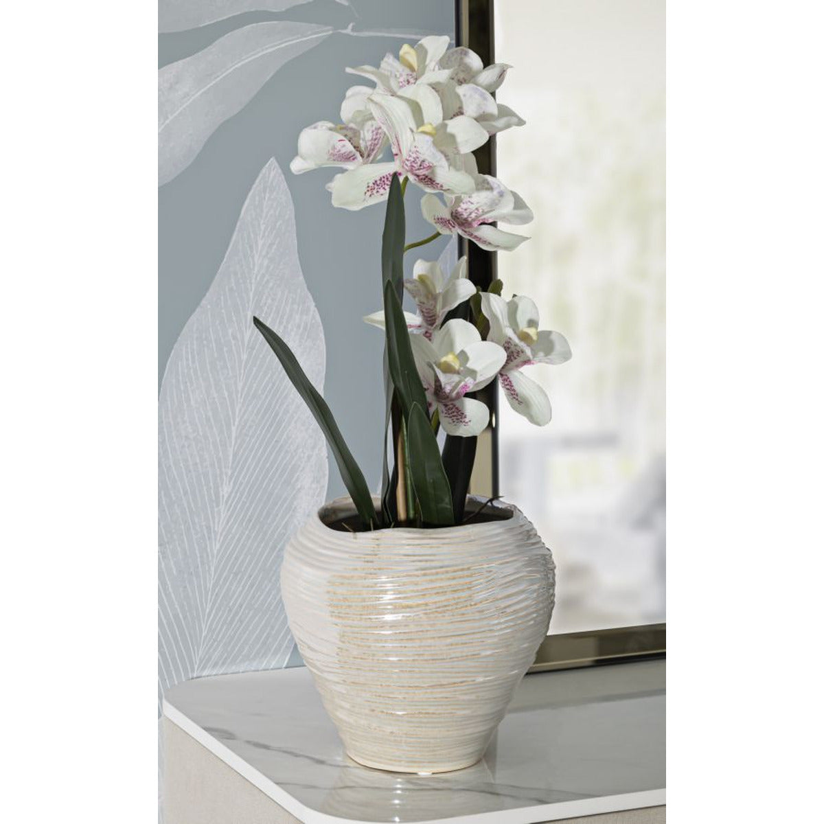 Vaso Decorativo MF845, Bianco, Ceramica, 22x22x20 cm, Seven Design