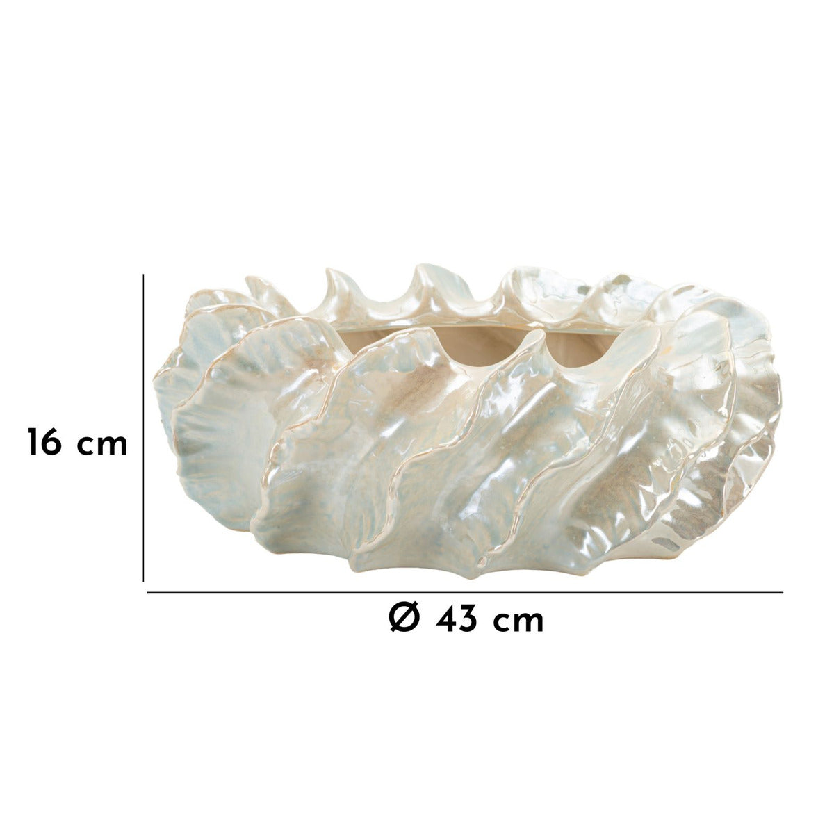 Vaso Decorativo MF826, Bianco, Ceramica, 43x43x16 cm, Seven Design