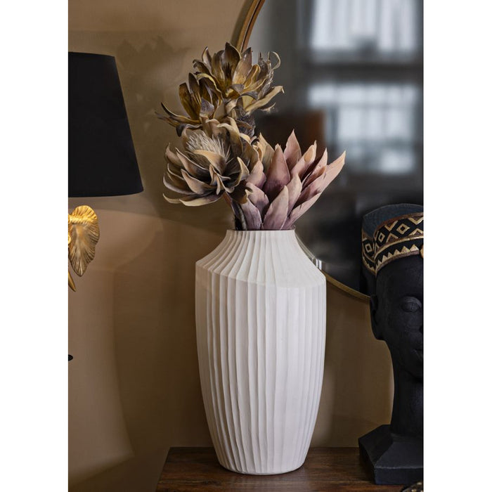 Vaso Decorativo MF816, Beige, Poliresina, 28,5x28,5x50,5 cm, Seven Design