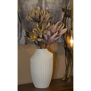 Vaso Decorativo MF836, Beige, Poliresina, 22,5x22,5x38 cm, Seven Design