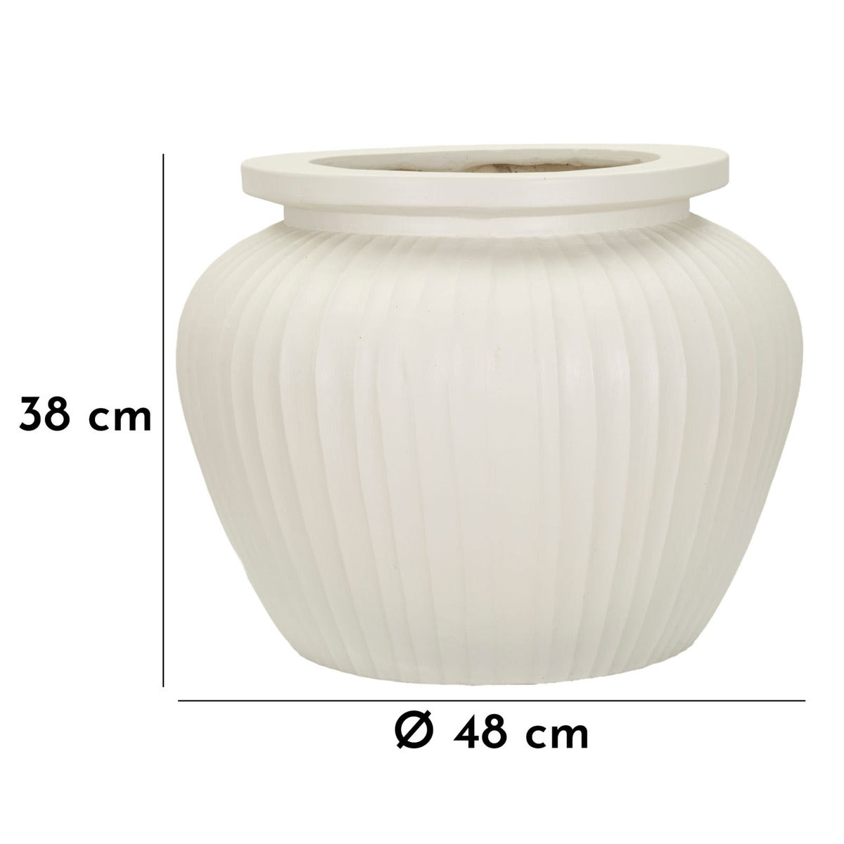 Vaso Decorativo MF810, Beige, Poliresina, 48x48x38 cm, Seven Design