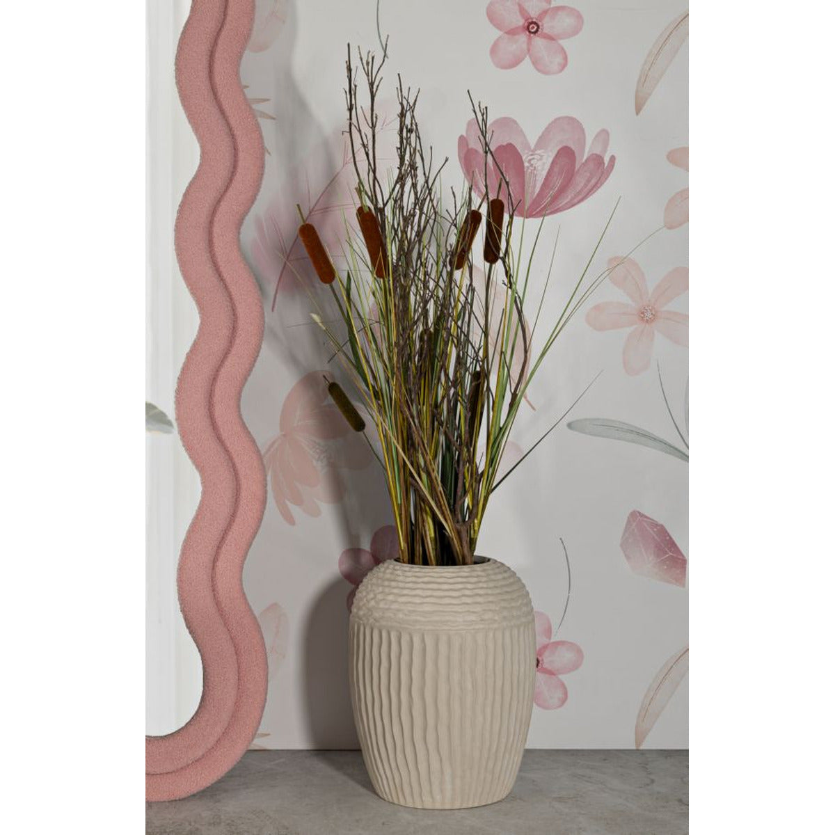 Vaso Decorativo MF818, Beige, Poliresina, 30x30x38,5 cm, Seven Design