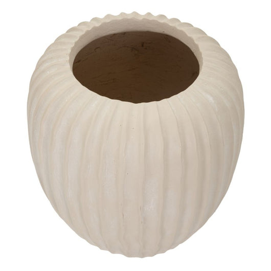 Vaso Decorativo MF835, Beige, Poliresina, 26,5x26,5x26 cm, Seven Design