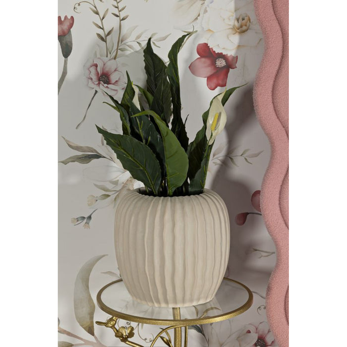 Vaso Decorativo MF835, Beige, Poliresina, 26,5x26,5x26 cm, Seven Design