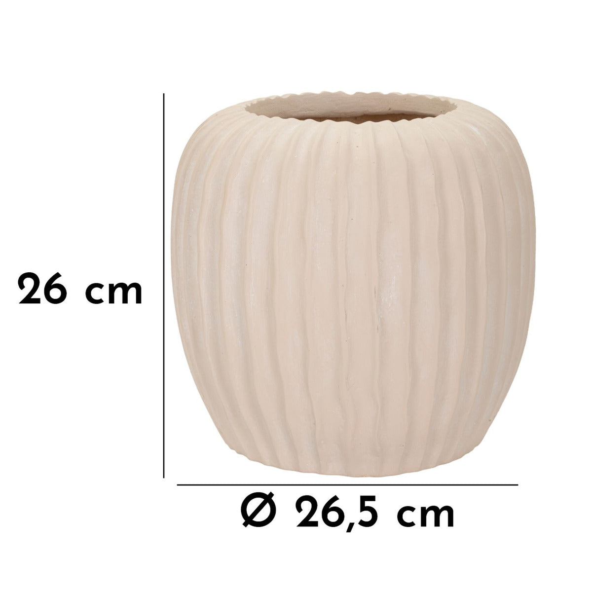 Vaso Decorativo MF835, Beige, Poliresina, 26,5x26,5x26 cm, Seven Design