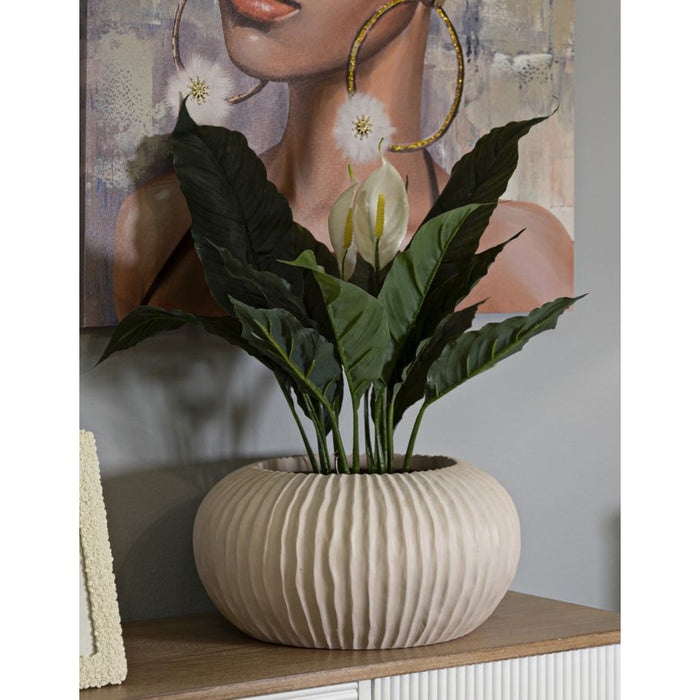 Vaso Decorativo MF829, Beige, Poliresina, 35x35x18 cm, Seven Design