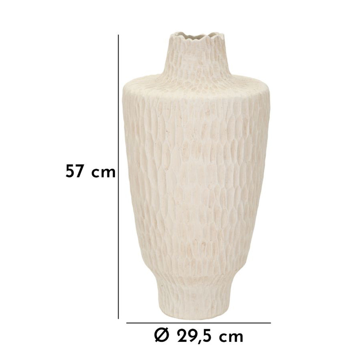 Vaso Decorativo MF819, Beige, Poliresina, 29,5x29,5x57 cm, Seven Design