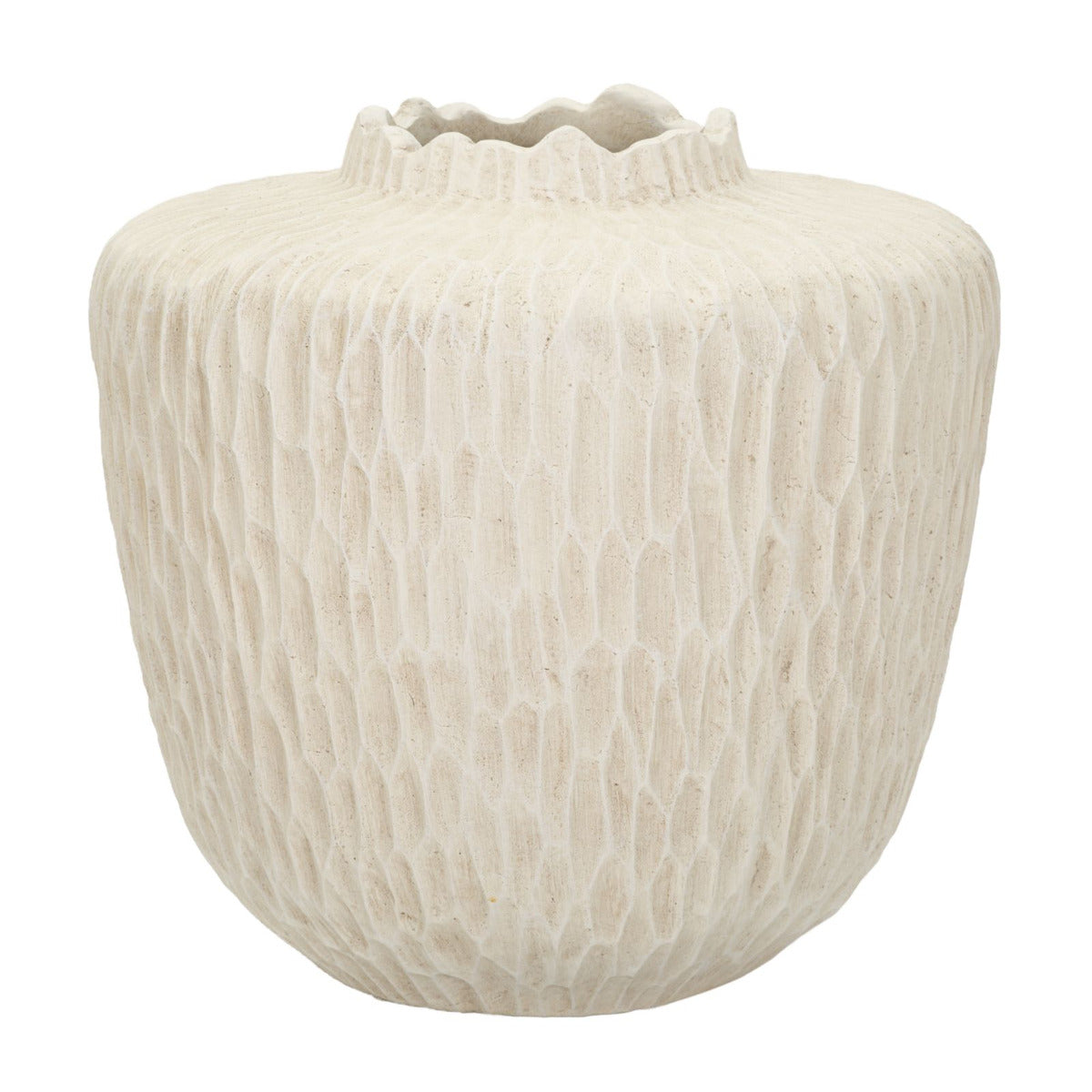 Vaso Decorativo MF824, Beige, Poliresina, 35x35x32,5 cm, Seven Design