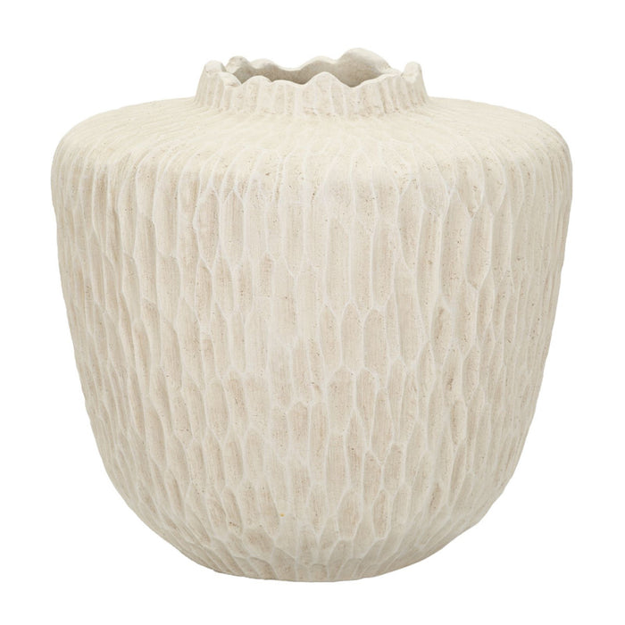 Vaso Decorativo MF824, Beige, Poliresina, 35x35x32,5 cm, Seven Design