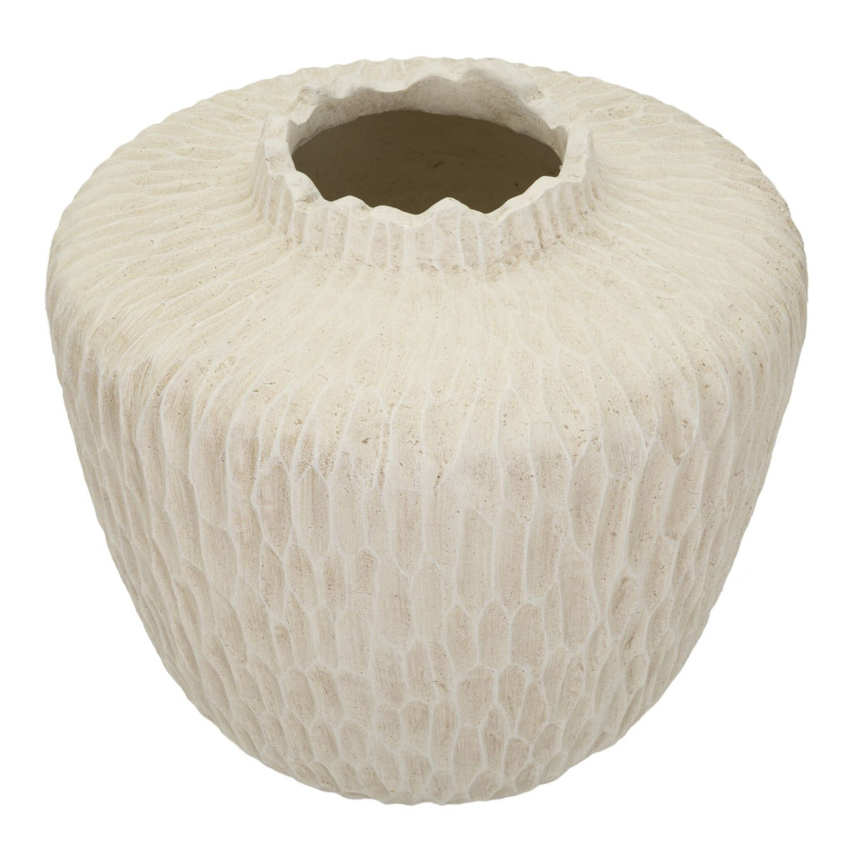 Vaso Decorativo MF824, Beige, Poliresina, 35x35x32,5 cm, Seven Design