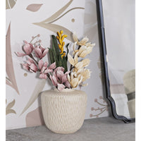 Vaso Decorativo MF824, Beige, Poliresina, 35x35x32,5 cm, Seven Design