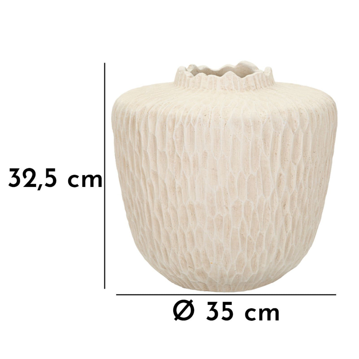 Vaso Decorativo MF824, Beige, Poliresina, 35x35x32,5 cm, Seven Design