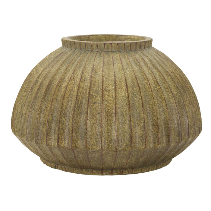 Vaso Decorativo MF821, Verde, Poliresina, 40x40x26,5 cm, Seven Design