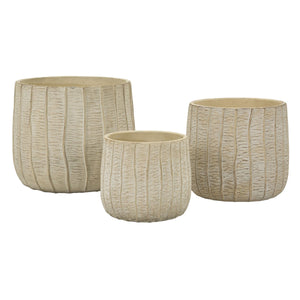 Set di 3 Vasi Decorativi MF773, Beige, Ceramica, 30,5x30,5x27 cm, Seven Design
