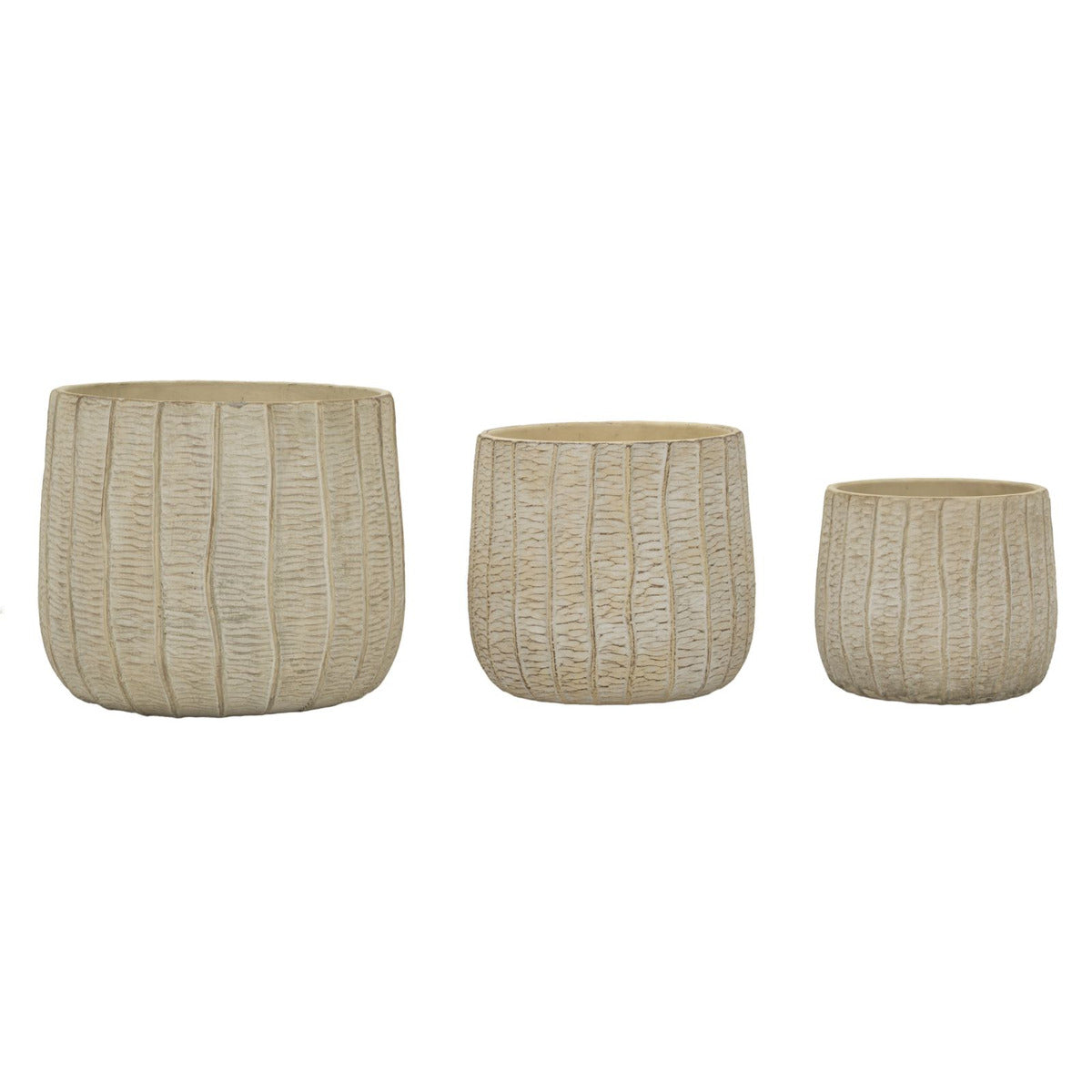 Set di 3 Vasi Decorativi MF773, Beige, Ceramica, 30,5x30,5x27 cm, Seven Design