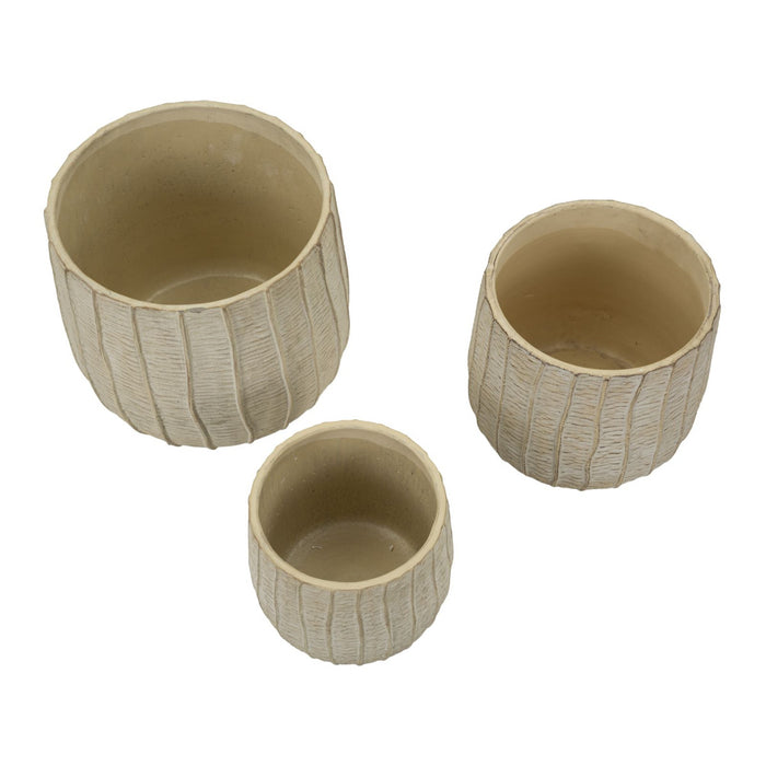 Set di 3 Vasi Decorativi MF773, Beige, Ceramica, 30,5x30,5x27 cm, Seven Design
