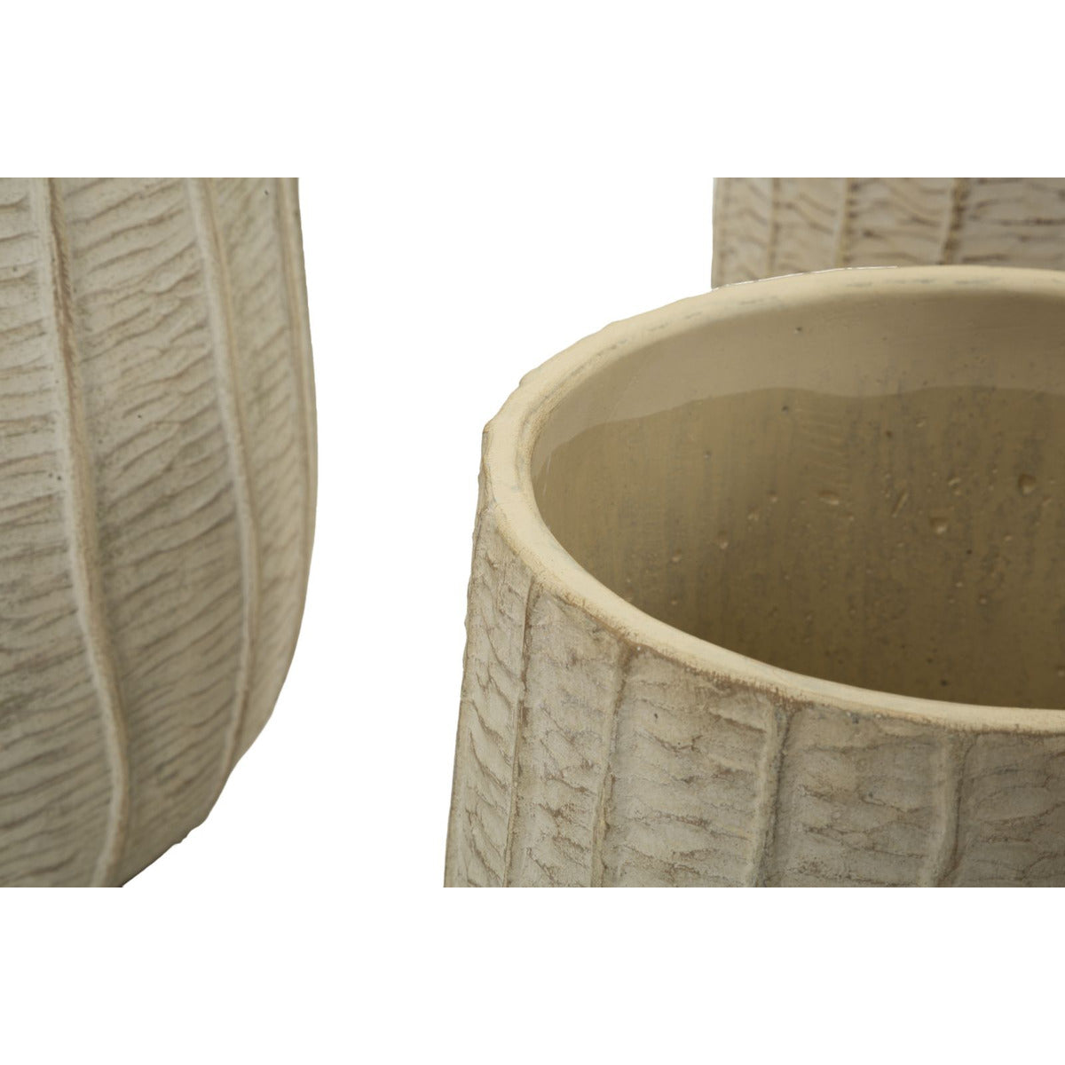 Set di 3 Vasi Decorativi MF773, Beige, Ceramica, 30,5x30,5x27 cm, Seven Design