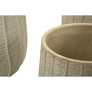 Set di 3 Vasi Decorativi MF773, Beige, Ceramica, 30,5x30,5x27 cm, Seven Design