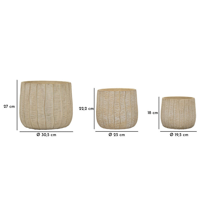 Set di 3 Vasi Decorativi MF773, Beige, Ceramica, 30,5x30,5x27 cm, Seven Design