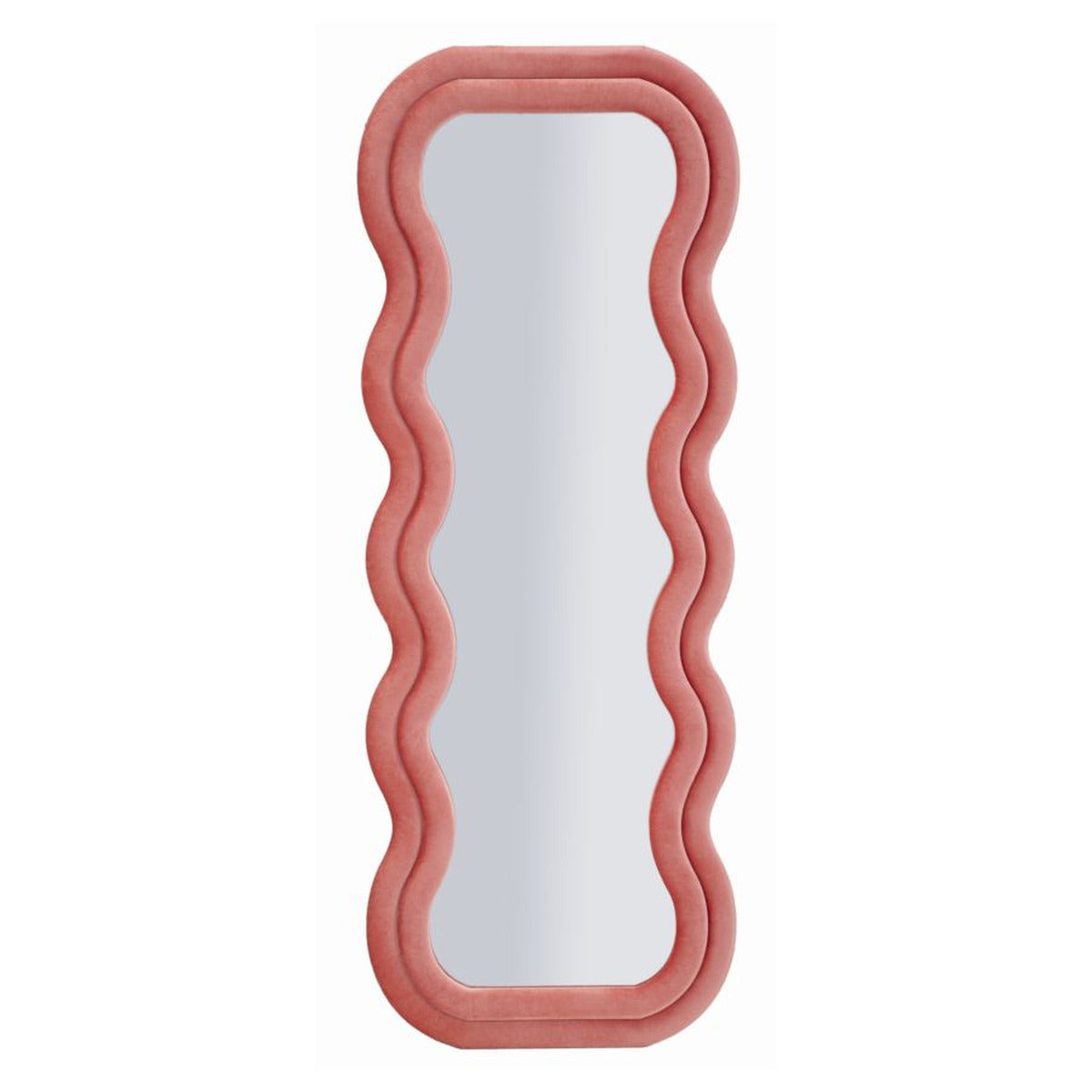 Specchio con Cornice Onda 2, Rosa, MDF, 60x6x160 cm, Seven Design