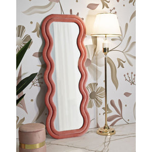 Specchio con Cornice Onda 2, Rosa, MDF, 60x6x160 cm, Seven Design