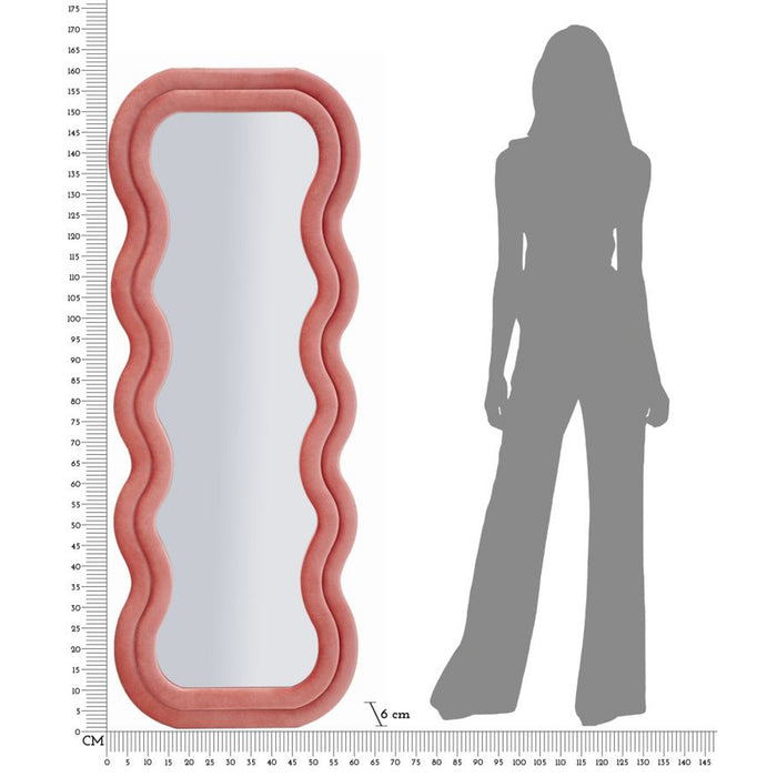 Specchio con Cornice Onda 2, Rosa, MDF, 60x6x160 cm, Seven Design
