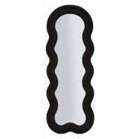 Specchio con Cornice Onda 3, Nero, MDF, 60x4x160 cm, Seven Design