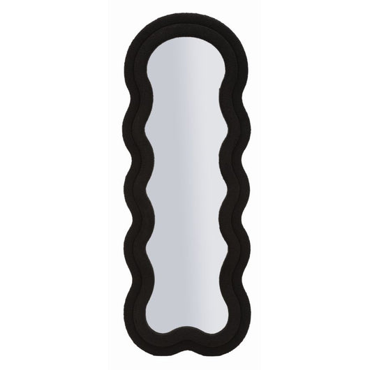 Specchio con Cornice Onda 3, Nero, MDF, 60x4x160 cm, Seven Design