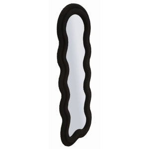 Specchio con Cornice Onda 3, Nero, MDF, 60x4x160 cm, Seven Design