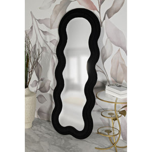 Specchio con Cornice Onda 3, Nero, MDF, 60x4x160 cm, Seven Design
