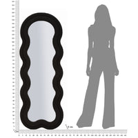 Specchio con Cornice Onda 3, Nero, MDF, 60x4x160 cm, Seven Design