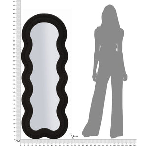 Specchio con Cornice Onda 3, Nero, MDF, 60x4x160 cm, Seven Design