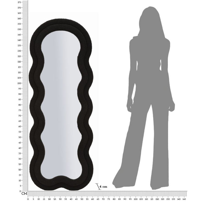 Specchio con Cornice Onda 3, Nero, MDF, 60x4x160 cm, Seven Design
