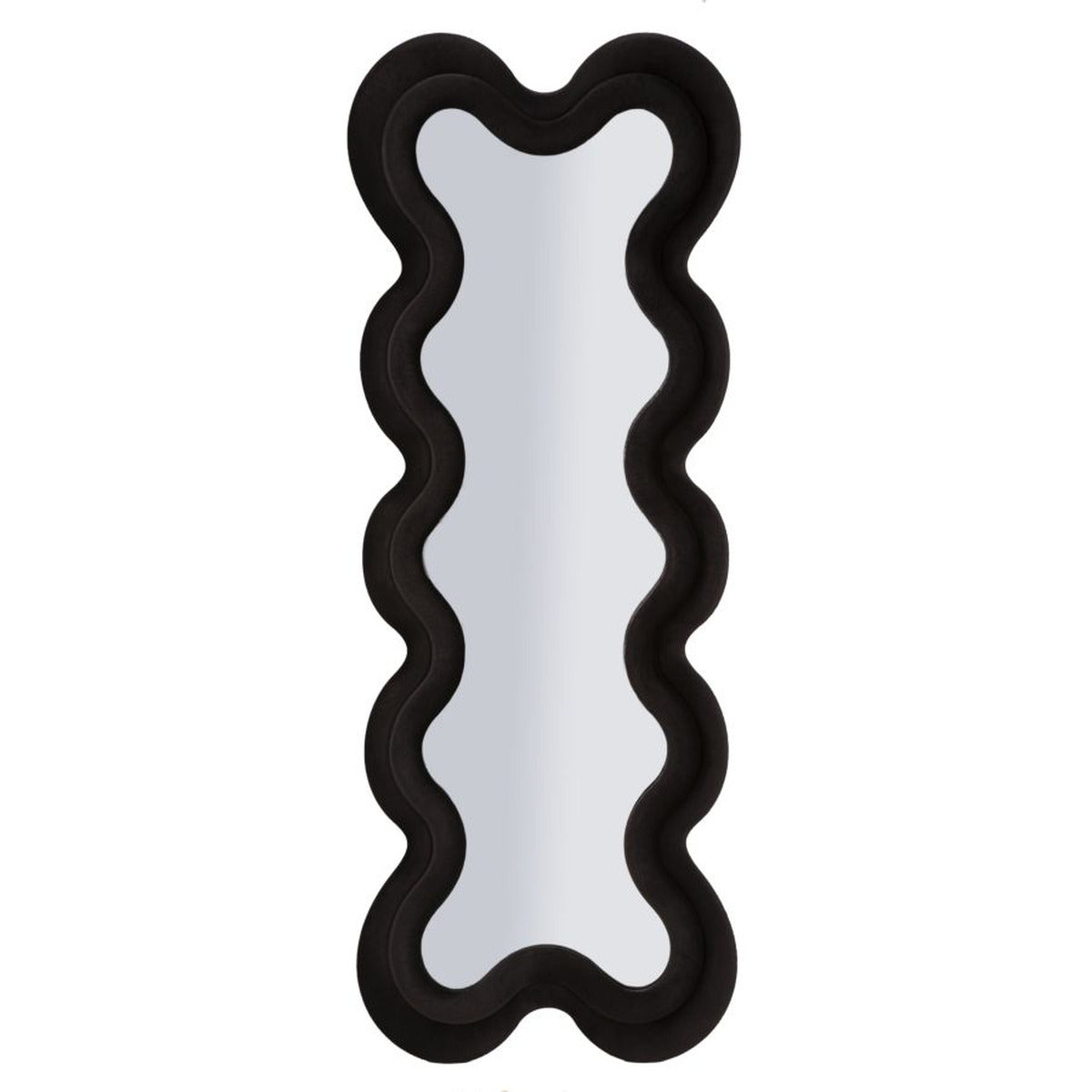 Specchio con Cornice Onda 5, Nero, MDF, 58x4x160 cm, Seven Design
