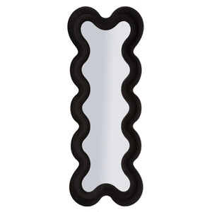Specchio con Cornice Onda 5, Nero, MDF, 58x4x160 cm, Seven Design