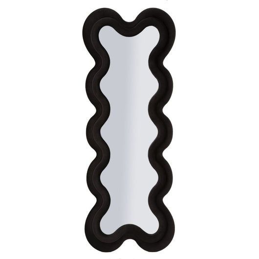 Specchio con Cornice Onda 5, Nero, MDF, 58x4x160 cm, Seven Design