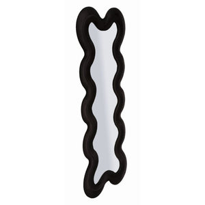 Specchio con Cornice Onda 5, Nero, MDF, 58x4x160 cm, Seven Design