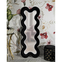 Specchio con Cornice Onda 5, Nero, MDF, 58x4x160 cm, Seven Design