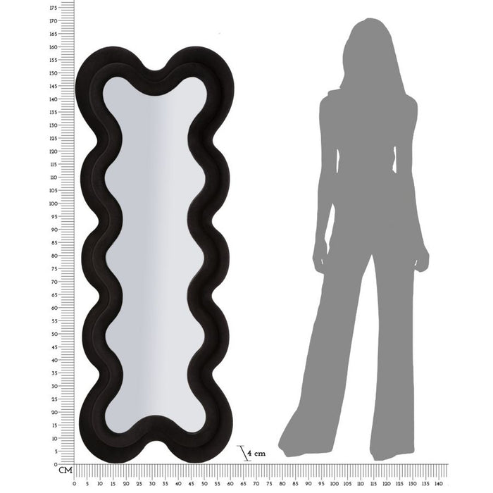 Specchio con Cornice Onda 5, Nero, MDF, 58x4x160 cm, Seven Design